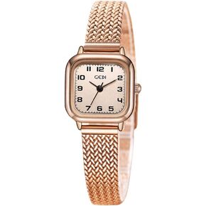 ​​Elegant​​ Women's Rose Gold Watch: Small Arabic Numerals Square Dial, Stainless Steel Bracelet, Quartz Movement, 3ATM Water Resistant - Perfect for Daily Office & Casual Wear | Ideal Gift for Her in Saudi Arabia