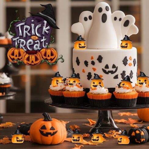 50 Pcs Halloween Miniatures Figurines Mini Ornaments Halloween Tiny Resin Figures Statues Table Ornaments for Party Craft Indoor Outdoor Home Garden Decoration in Saudi Arabia