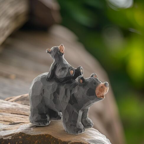 SLIFKA Resin Piggy Back Bear Cub Figurine Hand-Carved Wood Look in Saudi Arabia