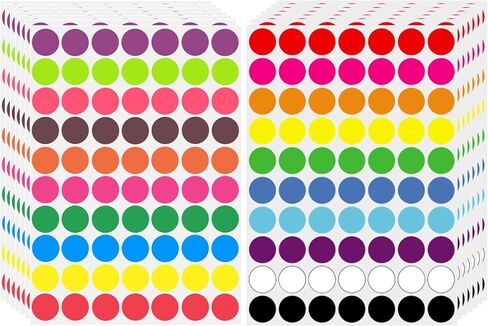 AVERO 3360 PCS Color Coding Circle Dot Sticker Labels 3/4" (19 mm), 16 Assorted Colors, Removable Waterproof Adhesive Colored Planner Stickers for Library Boxes Tags Tracker Journal Yard Sale Art in Saudi Arabia