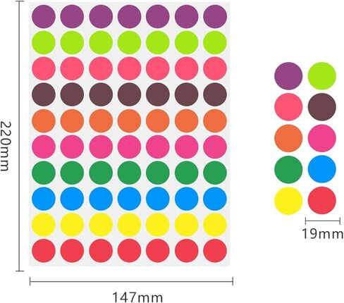 AVERO 3360 PCS Color Coding Circle Dot Sticker Labels 3/4" (19 mm), 16 Assorted Colors, Removable Waterproof Adhesive Colored Planner Stickers for Library Boxes Tags Tracker Journal Yard Sale Art in Saudi Arabia