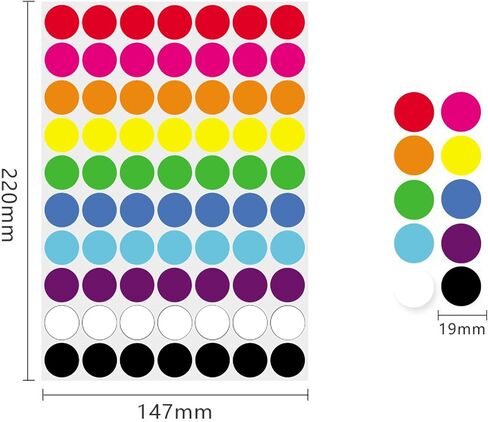 AVERO 3360 PCS Color Coding Circle Dot Sticker Labels 3/4" (19 mm), 16 Assorted Colors, Removable Waterproof Adhesive Colored Planner Stickers for Library Boxes Tags Tracker Journal Yard Sale Art in Saudi Arabia