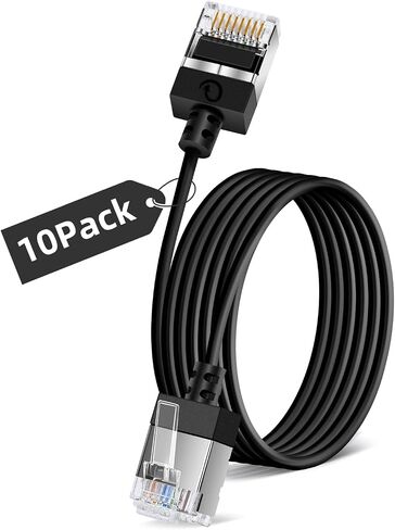 كابل إيثرنت Cat6 فائق النحافة بطول 6.6 قدم - 5 حزم. أسلاك Cat 6a LAN - متوافقة مع أجهزة الكمبيوتر والشبكات - أسود. in Saudi Arabia