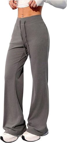 Women's Flared Pants Drawstring Waist Casual Bell Bottoms Yoga Leggings in Saudi Arabia