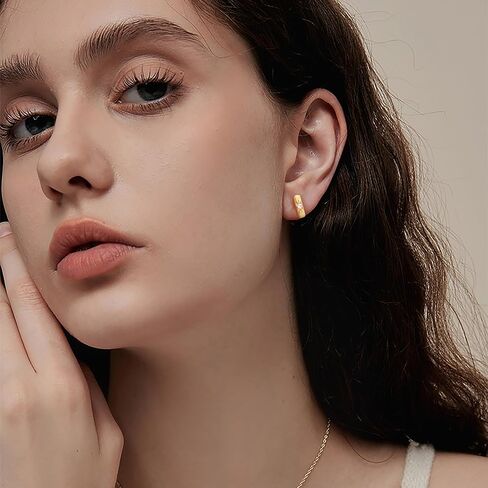 14K Gold Earrings for Women Gold Studs Earrings for Women Stud Earring for Womens Studs Rectangular Shape with Octagram Cubic Zirconia Cute Stud Earring for Womens 9.5mm in Saudi Arabia