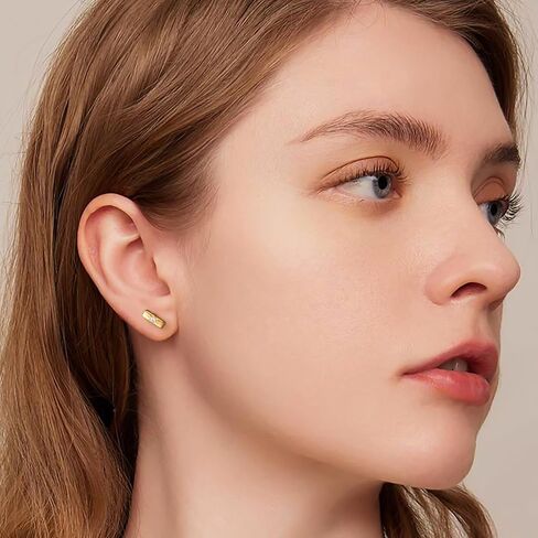14K Gold Earrings for Women Gold Studs Earrings for Women Stud Earring for Womens Studs Rectangular Shape with Octagram Cubic Zirconia Cute Stud Earring for Womens 9.5mm in Saudi Arabia