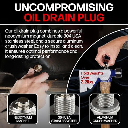 Votex - Made in USA - DP007-7 Stainless Steel Engine, Transmission, and Primary Chain Case Neodymium Magnetic Oil Drain Plug fits Harley Davidson V-Rod's in Saudi Arabia