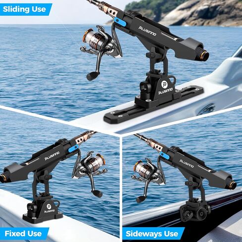 PLUSINNO 2 في 1 حامل صنارة صيد الكاياك، حاملات صنارة الصيد للقوارب | ملحقات قوارب الكاياك، حاملات قصبة الصيد لتركيب المسار / التركيب على سطح السفينة، معدات الصيد مع حزام حماية لقضيب الصيد in Kuwait