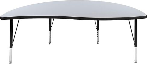 Flash Furniture 60" Half Circle Wave Collaborative Grey Thermal Laminate Activity Table - Height Adjustable Short Legs in Saudi Arabia