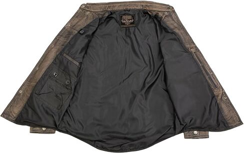 Milwaukee Leather MLM1613 Men's Distressed Brown Casual Biker Rider Leather Shirt w/Vintage 5 Cent Buffalo Buttons in Saudi Arabia