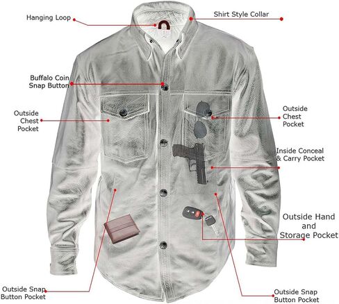 Milwaukee Leather MLM1613 Men's Distressed Brown Casual Biker Rider Leather Shirt w/Vintage 5 Cent Buffalo Buttons in Saudi Arabia
