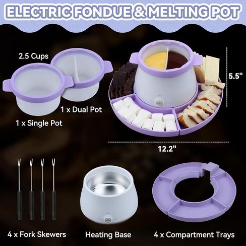 Candy and Chocolate Melting Pot, Mini Electric Fondue Pot, Melts Candy Chocolate in a Couple of Minutes, Ideal for Cake Pops Cookies Cakes, 1 Cups, Single Pot, Gray in Saudi Arabia