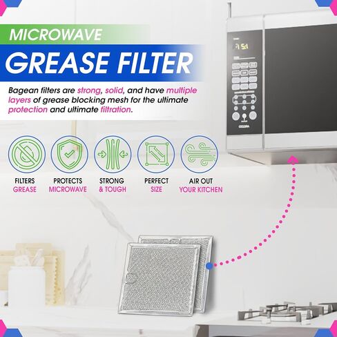 Microwave Filter replacement 6.81" x 6.34" Fits GE WB02X11534 Samsung DE63-00666A Microwave Grease Filter - Freshens and Filters Kitchen Air Entering the Over-the-Range Oven Stove Fan (2-Pack) in Kuwait