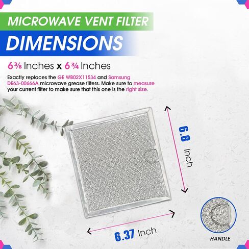 Microwave Filter replacement 6.81" x 6.34" Fits GE WB02X11534 Samsung DE63-00666A Microwave Grease Filter - Freshens and Filters Kitchen Air Entering the Over-the-Range Oven Stove Fan (2-Pack) in Kuwait
