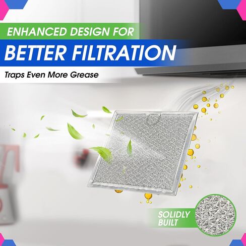 Microwave Filter replacement 6.81" x 6.34" Fits GE WB02X11534 Samsung DE63-00666A Microwave Grease Filter - Freshens and Filters Kitchen Air Entering the Over-the-Range Oven Stove Fan (2-Pack) in Kuwait