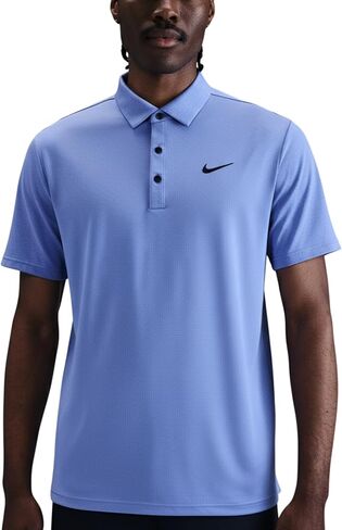 Nike Men's Dri-FIT Tour Golf Polo, 4-Way Stretch, Sweat-Wicking, Structured Collar, Chest & Back Swoosh Logo, Seasonal Colors (Comet Blue | Black (Heather), Large) in Saudi Arabia