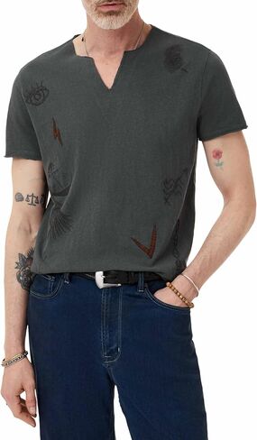 John Varvatos Men's Artisan Embroidery Tee in Saudi Arabia