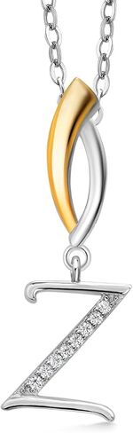 Gem Stone King Initial Pendant Necklace Letter A to Z Alphabet | 925 Sterling Silver | White Moissanite | Gift Women Mother's Day Christmas Wife Mom Girlfriend Anniversary Birthday | By Keren Hanan in Saudi Arabia