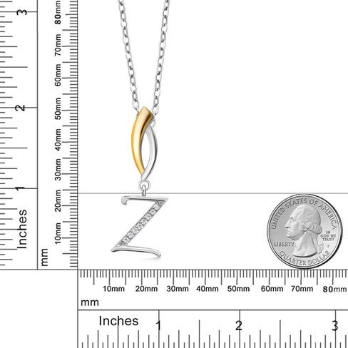 Gem Stone King Initial Pendant Necklace Letter A to Z Alphabet | 925 Sterling Silver | White Moissanite | Gift Women Mother's Day Christmas Wife Mom Girlfriend Anniversary Birthday | By Keren Hanan in Saudi Arabia