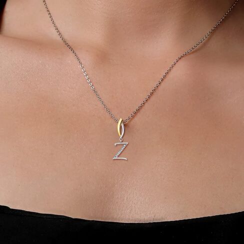 Gem Stone King Initial Pendant Necklace Letter A to Z Alphabet | 925 Sterling Silver | White Moissanite | Gift Women Mother's Day Christmas Wife Mom Girlfriend Anniversary Birthday | By Keren Hanan in Saudi Arabia