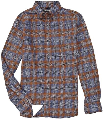 Men's Brushed Cotton Long Sleeve Plaid Sportshirt Shirt, Regular and Big & Tall Sizes in Saudi Arabia