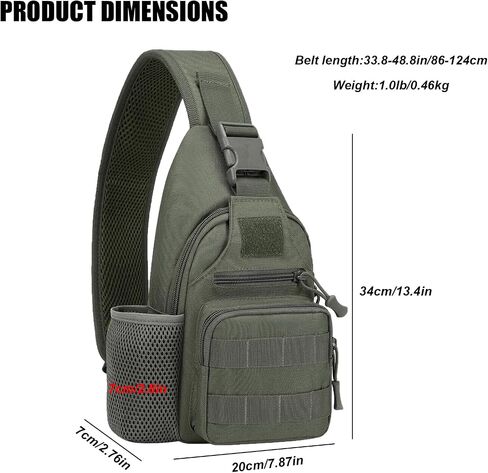Tactical Sling Crossbody Backpack with Water Bottle Holder, MOLLE EDC Shoulder Sling Chest Bags with USB Charging Port for Travel Walk(Black) in Kuwait