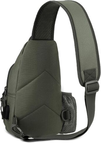 Tactical Sling Crossbody Backpack with Water Bottle Holder, MOLLE EDC Shoulder Sling Chest Bags with USB Charging Port for Travel Walk(Black) in Kuwait