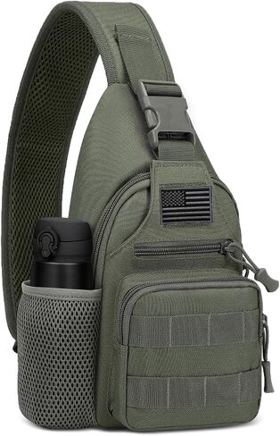 Tactical Sling Crossbody Backpack with Water Bottle Holder, MOLLE EDC Shoulder Sling Chest Bags with USB Charging Port for Travel Walk(Black) in Kuwait