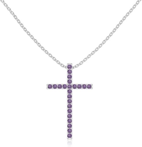 Natural Gemstone Cross Shape Pendant Necklaces for Women in Silver/18K Yellow/Rose Gold Vermeil, Birthstone Jewelry Gifts for Her Birthday, Anniversary, Graduation, Christmas,Mothers Day,Valentines in Saudi Arabia