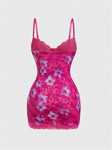 SOLY HUX Women's Summer Floral Lace Trim Mini Dress Spaghetti Strap Bodycon Party Cami Dresses in Saudi Arabia
