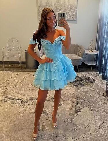 Off Shoulder Floral Lace Homecoming Dresses A Line for Teens 2025 Prom Party Cocktail Gonws for Women in Saudi Arabia