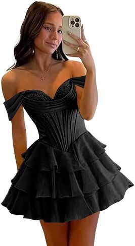 Off Shoulder Floral Lace Homecoming Dresses A Line for Teens 2025 Prom Party Cocktail Gonws for Women in Saudi Arabia
