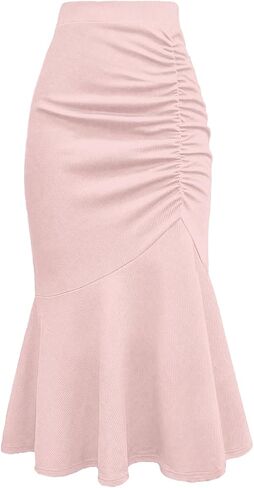 Women's Elegant Midi Fishtail Skirt Business Formal Skirts Ruffle Hem Fishtail Skirt in Saudi Arabia