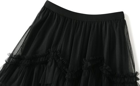 Tulle Skirts for Women Ruffles Tiered Layered Mesh Skirt Elastic High Waist A Line Midi Tutu Skirts Summer Petticoat in Saudi Arabia