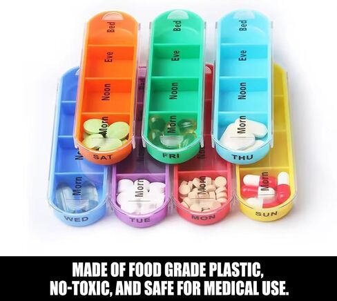 Weekly Pill Organizer 4 Times a Day, Large 7 Day Pill Box 4 Times a Day with Separate Container, Portable Pill Case for Medication, Vitamins, Fish Oil and Supplements - Brown Leather Box in Saudi Arabia