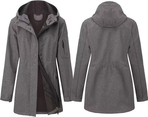 CHIGUO Women's Softshell Waterproof Jacket Warm Fleece Lined Coats with Hood Long Rain Jackets in Saudi Arabia