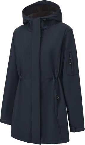 CHIGUO Women's Softshell Waterproof Jacket Warm Fleece Lined Coats with Hood Long Rain Jackets in Saudi Arabia
