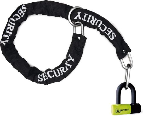 Urban UR59120 Mini U Lock with Chain Loop 120 cm/3.9ft, Dual Function Safer & Lighter for Motorcycle Disc Lock, High Security Double Locking, Universal Anti Theft for Motorcycle, Scooter, Bicycle in Saudi Arabia