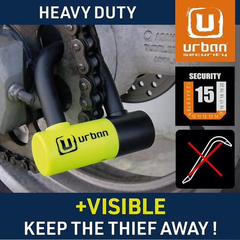Urban UR59120 Mini U Lock with Chain Loop 120 cm/3.9ft, Dual Function Safer & Lighter for Motorcycle Disc Lock, High Security Double Locking, Universal Anti Theft for Motorcycle, Scooter, Bicycle in Saudi Arabia