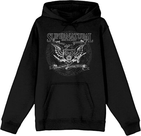 Bioworld Supernatural Join The Hunt Eagle Crest Long Sleeve Men's Black Hooded Sweatshirt in Saudi Arabia
