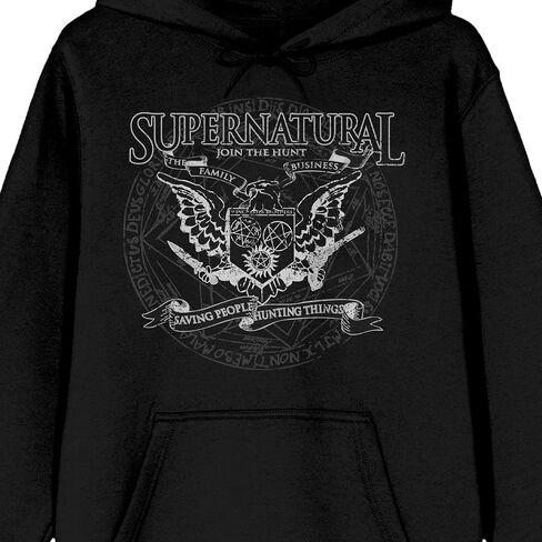 Bioworld Supernatural Join The Hunt Eagle Crest Long Sleeve Men's Black Hooded Sweatshirt in Saudi Arabia