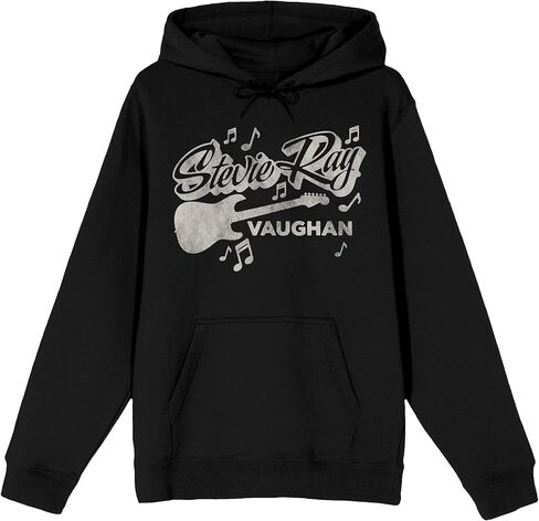 Bioworld Stevie Ray Vaughan Guitar & Music Notes Crew Neck Long Sleeve Black Adult Hooded Sweatshirt in Saudi Arabia