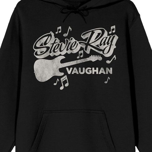 Bioworld Stevie Ray Vaughan Guitar & Music Notes Crew Neck Long Sleeve Black Adult Hooded Sweatshirt in Saudi Arabia