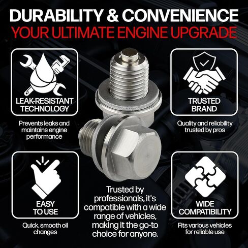 Magnetic Oil Drain Plug fits Yamaha XTZ07 Tenere 700 (2019-2024) - Made in USA - Stainless Steel - Part Number 90340-14132-00 in Saudi Arabia