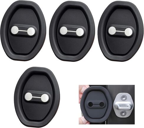 4PCS Car Door Lock Silicone Cover for Toyota 4Runner 2010-2025, Car Door Latch Lock Protective Cover Door Latches Self-Adhesive Strike Protector,Black in Saudi Arabia