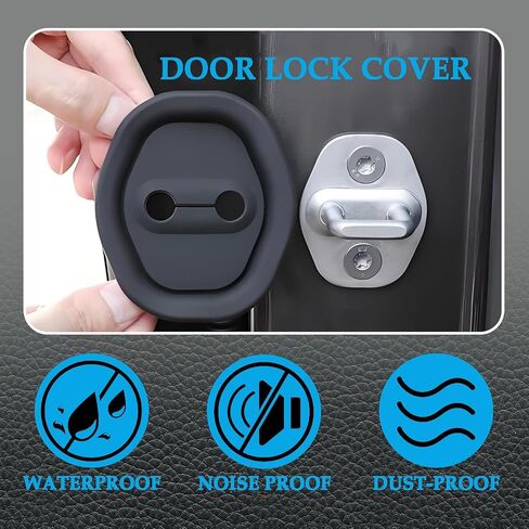 4PCS Car Door Lock Silicone Cover for Toyota 4Runner 2010-2025, Car Door Latch Lock Protective Cover Door Latches Self-Adhesive Strike Protector,Black in Saudi Arabia
