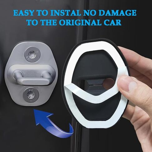 4PCS Car Door Lock Silicone Cover for Toyota 4Runner 2010-2025, Car Door Latch Lock Protective Cover Door Latches Self-Adhesive Strike Protector,Black in Saudi Arabia