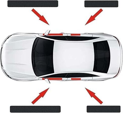 4Pcs Carbon Fiber Door Sill Protector Guards 4D Car Entry Scuff Plate, Waterproof Anti-Scratch Car Door Sill Compatible with Colo4x4rado(Red) in Saudi Arabia