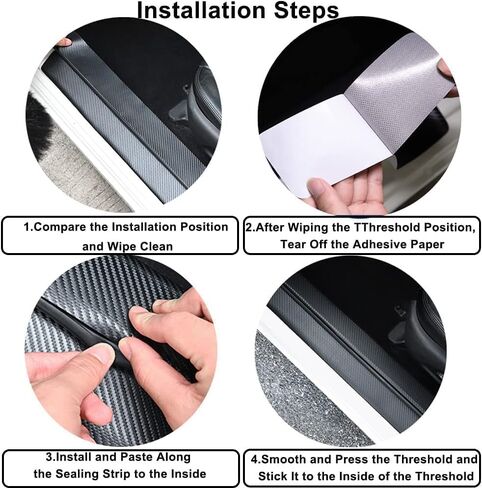 4Pcs Carbon Fiber Door Sill Protector Guards 4D Car Entry Scuff Plate, Waterproof Anti-Scratch Car Door Sill Compatible with Colo4x4rado(Red) in Saudi Arabia