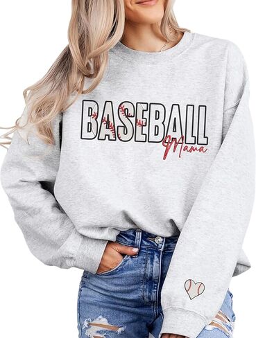Nani Baseball Mama Embroidered Sweatshirt, Baseball Mama Sweatshirt For Mom Gameday Mother's Day Christmas Sports Grey M in Saudi Arabia